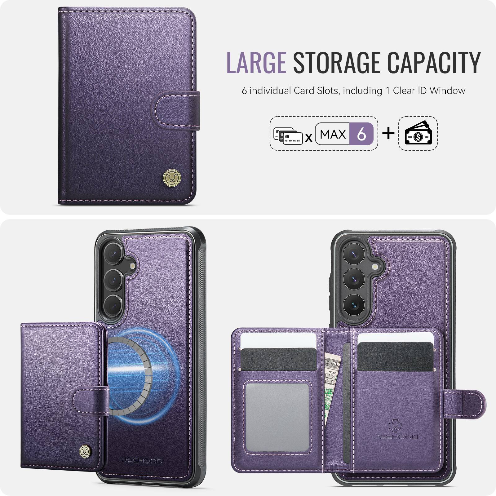 LARGE STORAGE CAPACITY  
6 individual Card Slots, including 1 Clear ID Window  
x MAX 6 +
