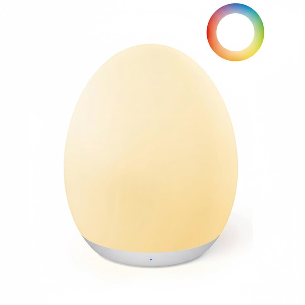 FINEAK - Baby Egg Night Light: 7-Color Changing, Stepless Dimming, BPA-Free - Rechargeable with 1h Timer & Touch Control - White