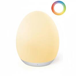 FINEAK - Baby Egg Night Light: 7-Color Changing, Stepless Dimming, BPA-Free - Rechargeable with 1h Timer & Touch Control - White