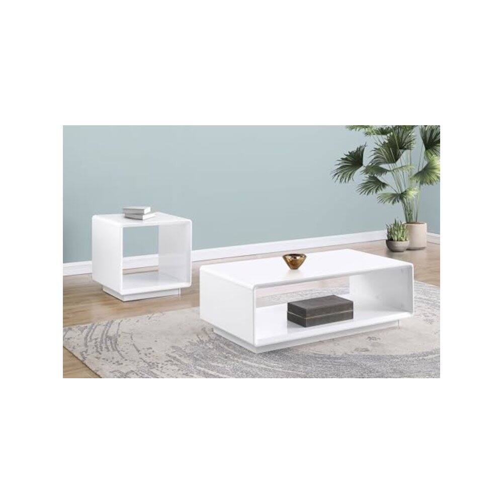 Angle. Coaster Co. of America - Paseo 2-piece Coffee and End Table Set White High Gloss - White High Gloss.