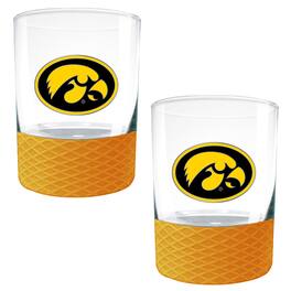 Great American Products - Iowa Hawkeyes 2-Pack 14oz. Rocks Glass Set with Silcone Grip - Yellow