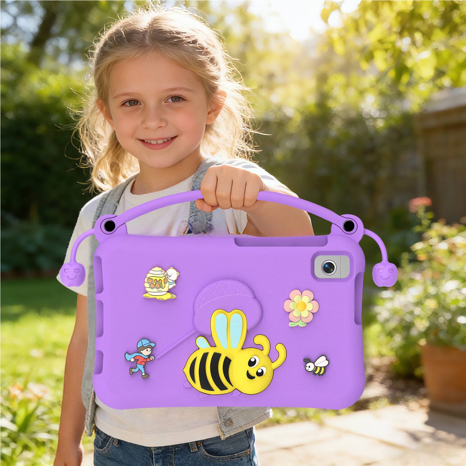 Alt View 1. Dteck - for Samsung Galaxy Tab A9 2023 & Tab A11 2025 (X133/X135) 8.7" Kids EVA Tablet Case,Shockproof Kickstand Cover + Handle - Purple.