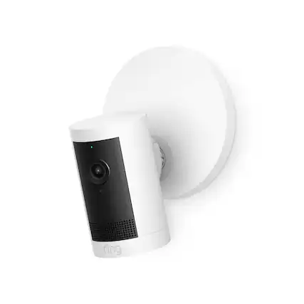 Front. Ring - Outdoor Cam Plus, Power over Ethernet with Wide-Angle 2K Video, Ring Vision and Low-Light Sight for color night vision - White.