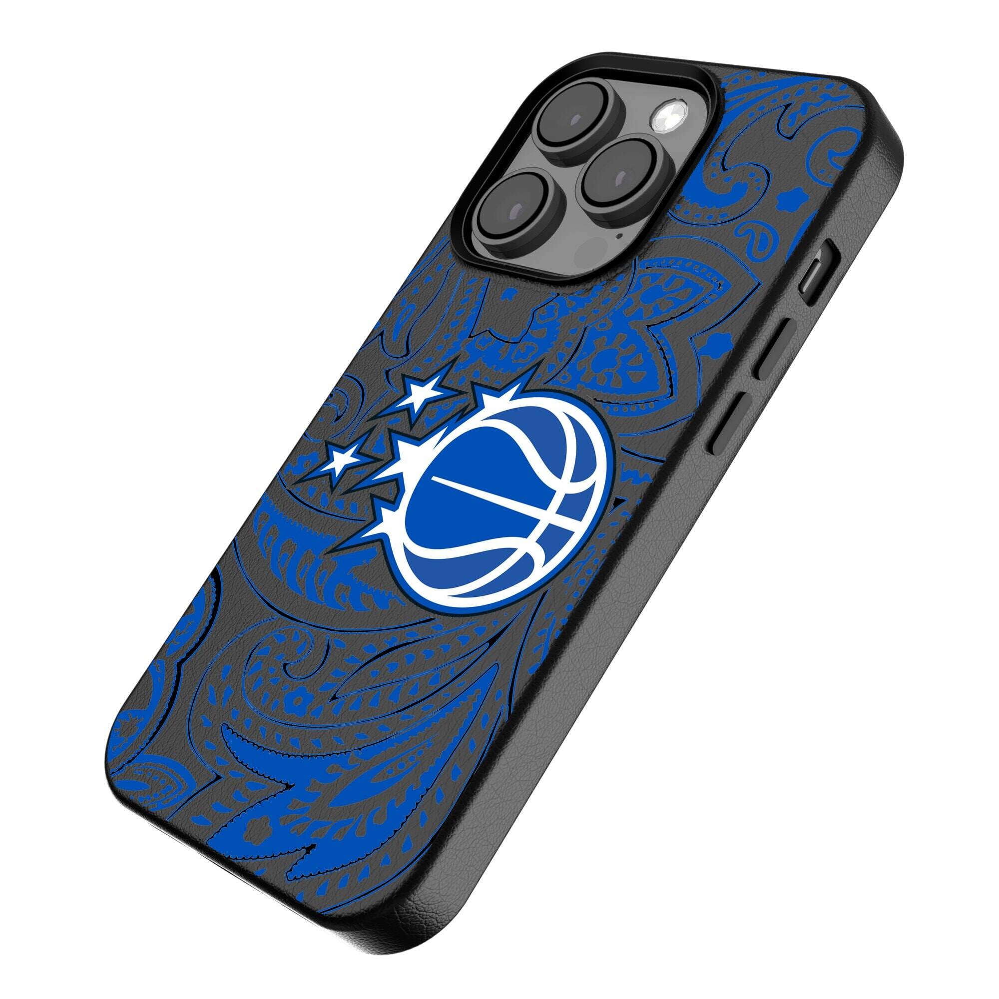 Alt View 1. Keyscaper - Orlando Magic Paisley iPhone Magnetic Bump Case - 14 Pro Max - Black.