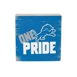 Evergreen Enterprises - Detroit Lions 6" Square Fan Chant Wood Block Shelf Sign - Multicolor