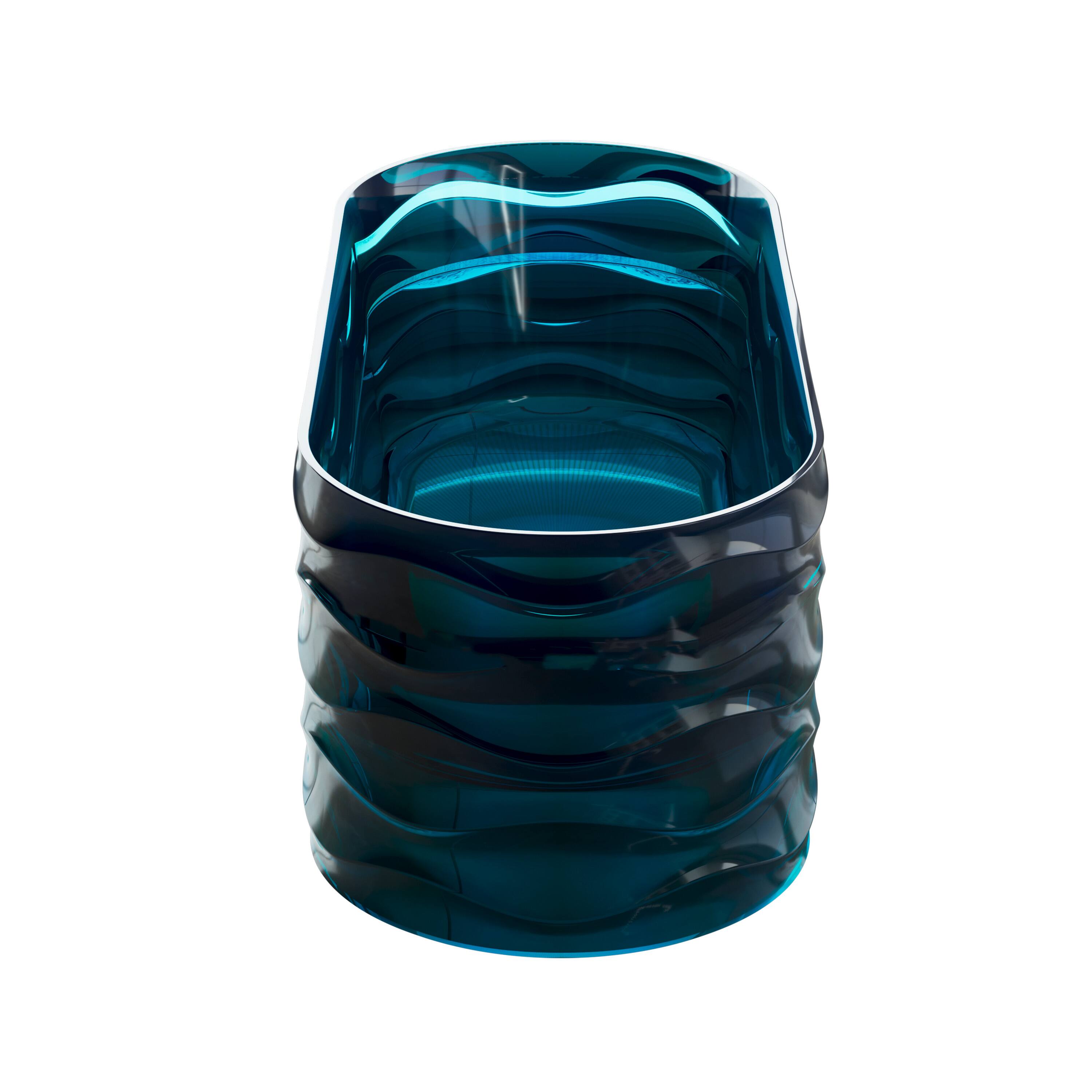 Alt View 9. WELLFOR - OLA 62 in x 27 in Resin Solid Surface Flatbottom Freestanding Soaking Bathtub with Center Drain - Flowing Blue.