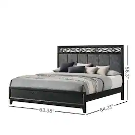 Starlight Canyon Home - Elegant Queen Bed Frame with Headboard – Solid Rubberwood Design - Black