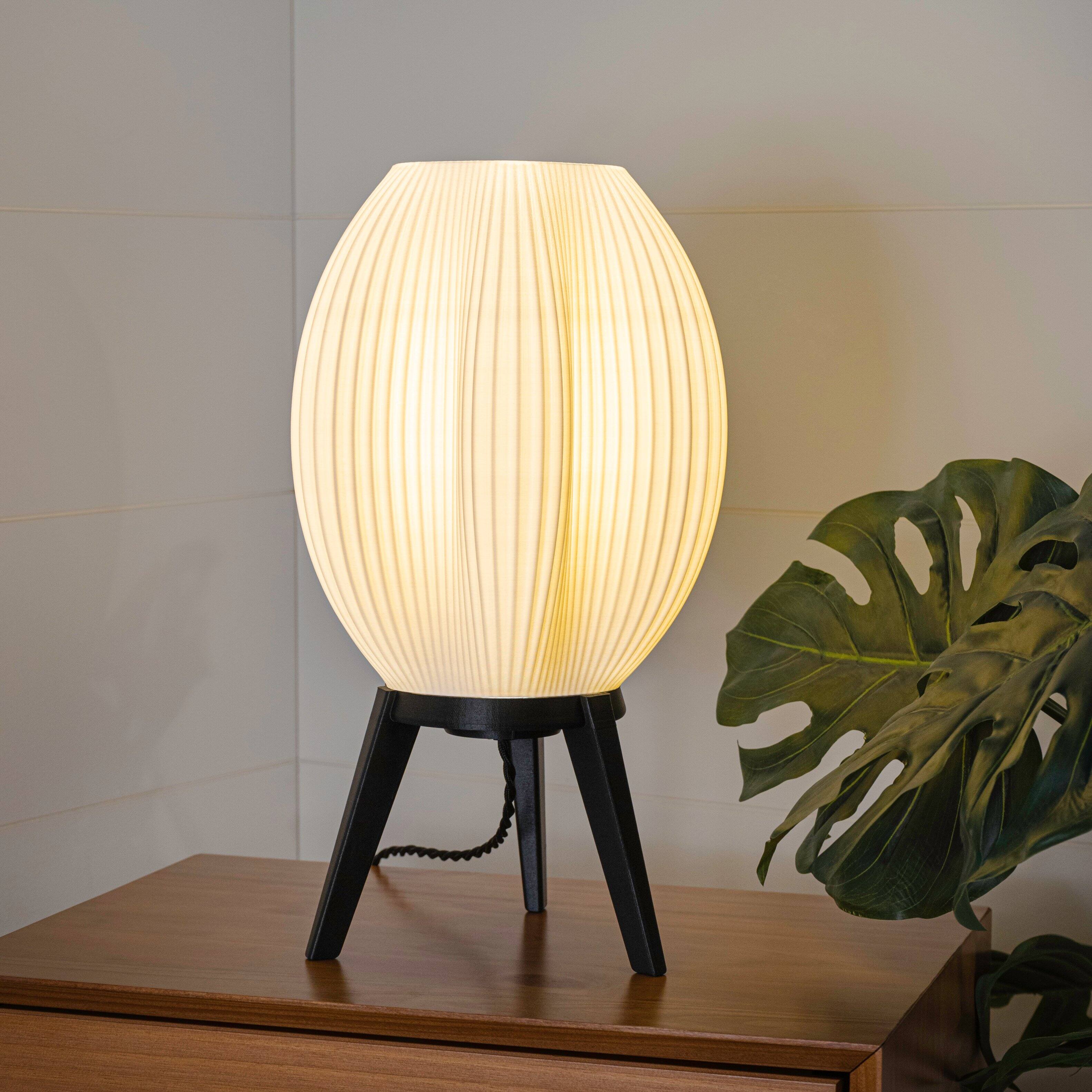 Alt View 1. Jonathan Y - Wavy 16.5" Modern Contemporary Plant-Based PLA 3D Printed Dimmable LED Table Lamp, White/Black - White.
