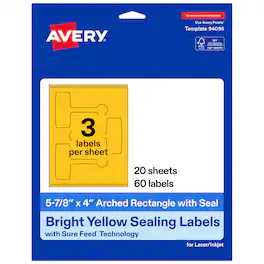Avery - Avery® Sealing Labels, 5-7/8" x 4", Bright 60 Total - Yellow