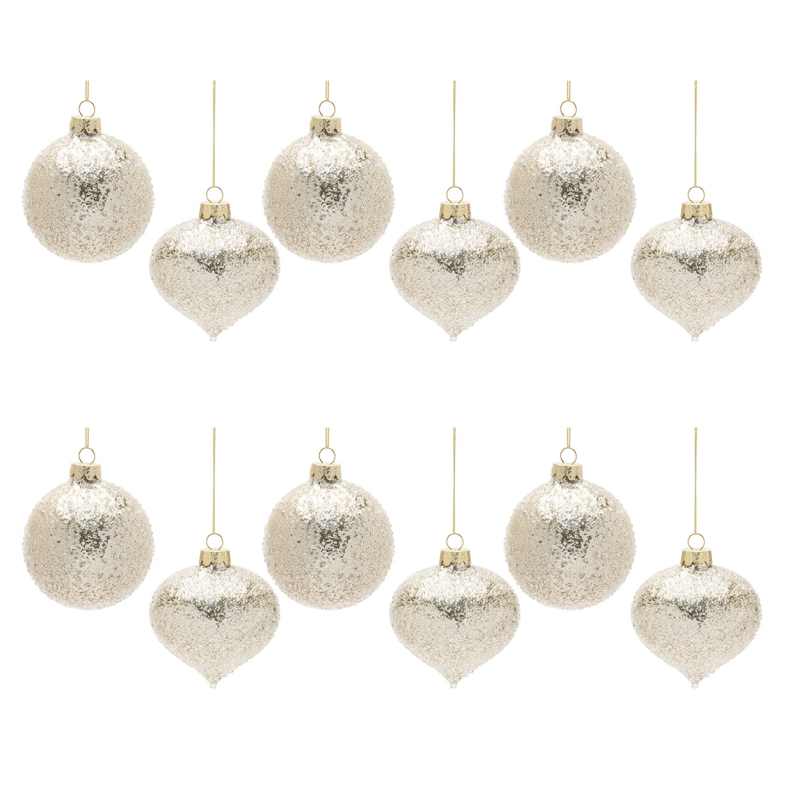 Alt View 2. BreeBe - Beaded Glass Ornament (Set of 12) - Gold.