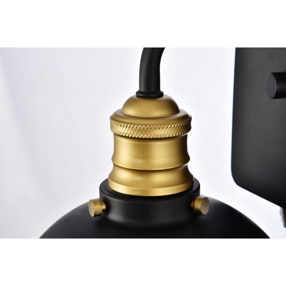 Back. Living District - Anders Collection Wall Sconce D7.1 H8.3 Lt:1 Black and Brass Finish - Black And Brass.
