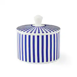 Spode - Steccato Covered Sugar Bowl Cobalt Blue Striped Sugar Bowl - White and Blue