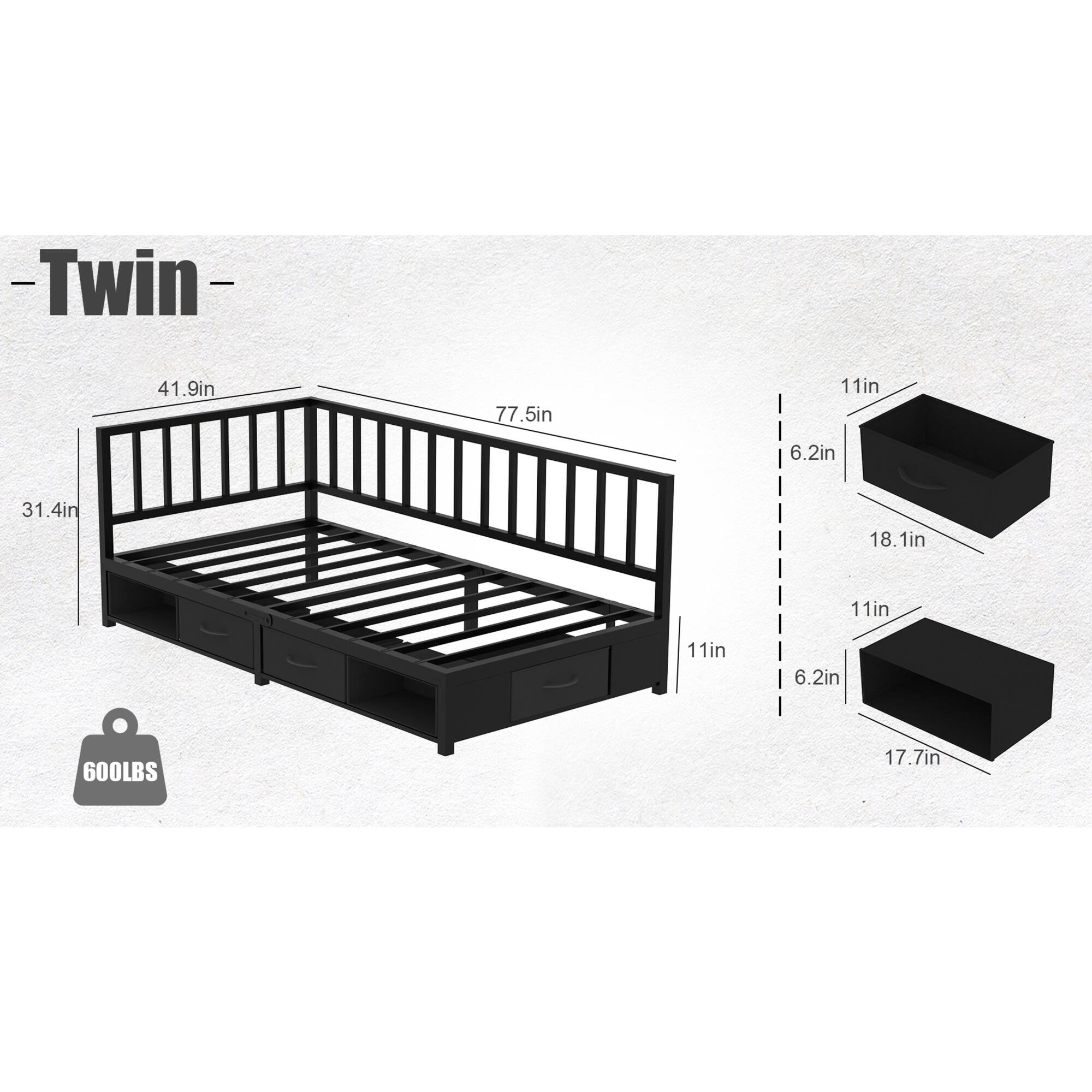 -Twin-  
41.9in  
77.5in  
31.4in  
11in  
6.2in  
11in  
6.2in  
18.1in  
11in  
17.7in  
600LBS