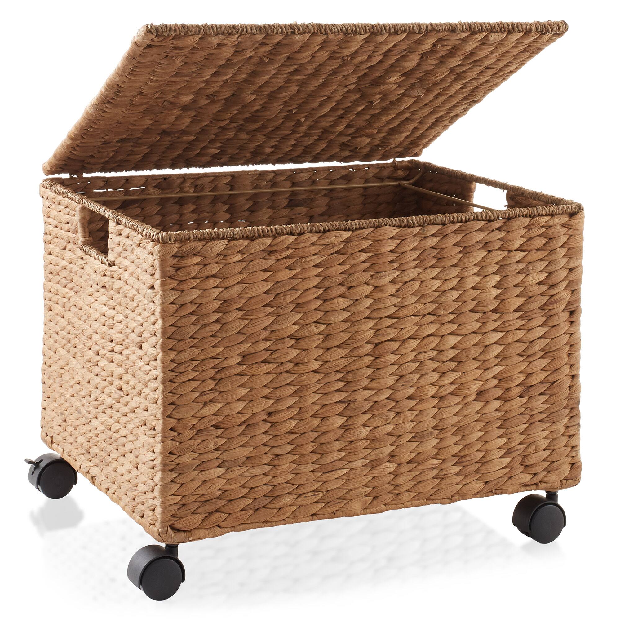 Alt View 2. Casafield - Rolling Filing Cabinet - Water Hyacinth File Organizer - Cinnamon.