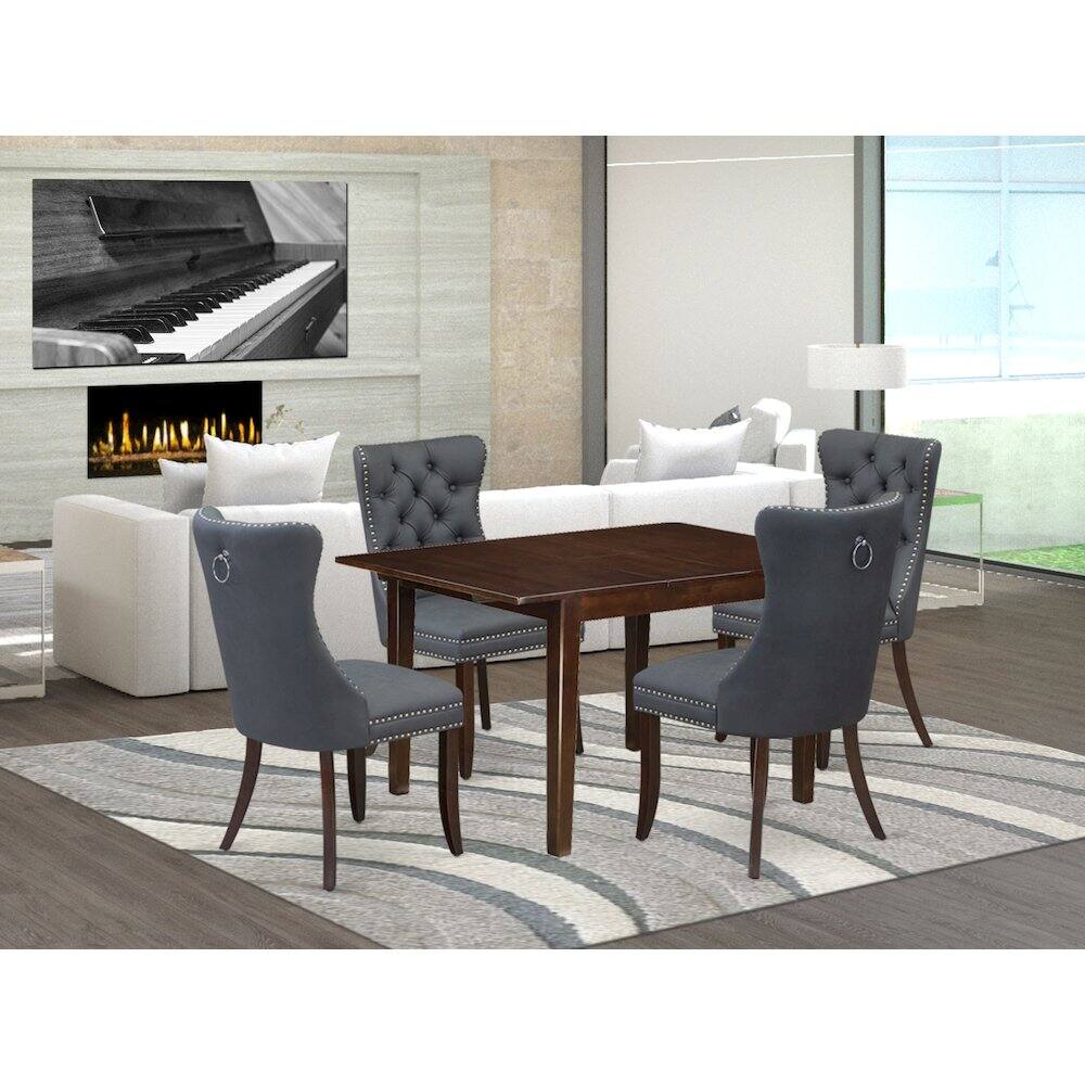 Alt View 9. East West Furniture - 5 Piece Kitchen Set Consists of a Rectangle Dining Table with Butterfly Leaf - Mahogany.