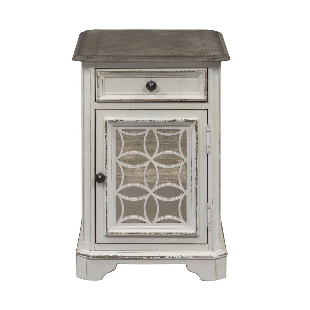 Left. Liberty Furniture Industries - Magnolia Manor Chair Side Table in Antique White - White.