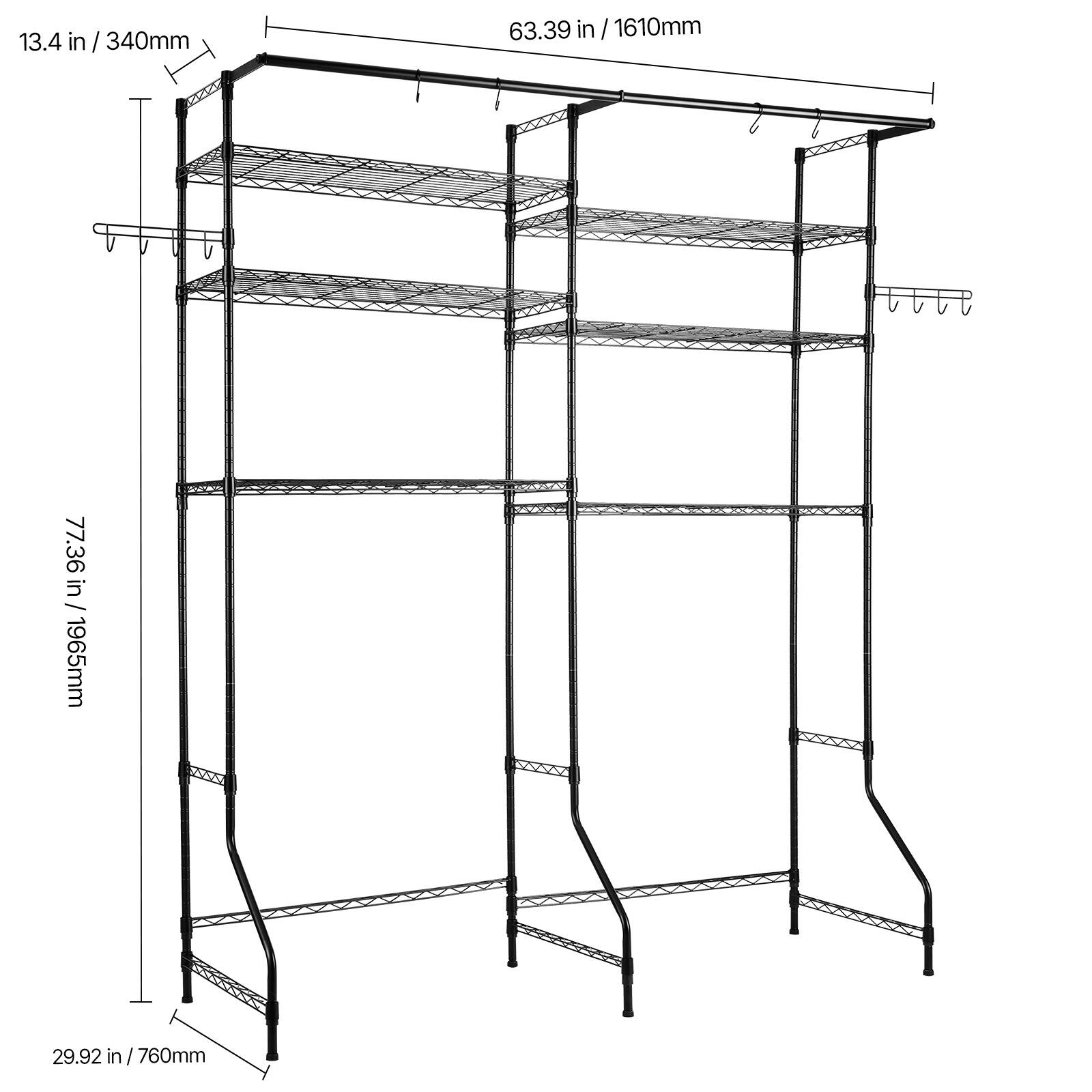 13.4 in / 340mm  
63.39 in / 1610mm  
77.36 in / 1965mm  
29.92 in / 760mm