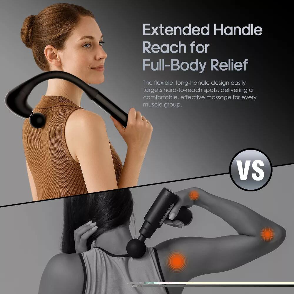 Extended Handle Reach for Full-Body Relief

The flexible, long-handle design easily targets hard-to-reach spots, delivering a comfortable, effective massage for every muscle group.

VS