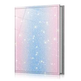 Kitcheniva - Portable Wallet Photo Album Leather Cover 52 Photo Capacity For 4x6 Photo - Glittering Pink/Blue