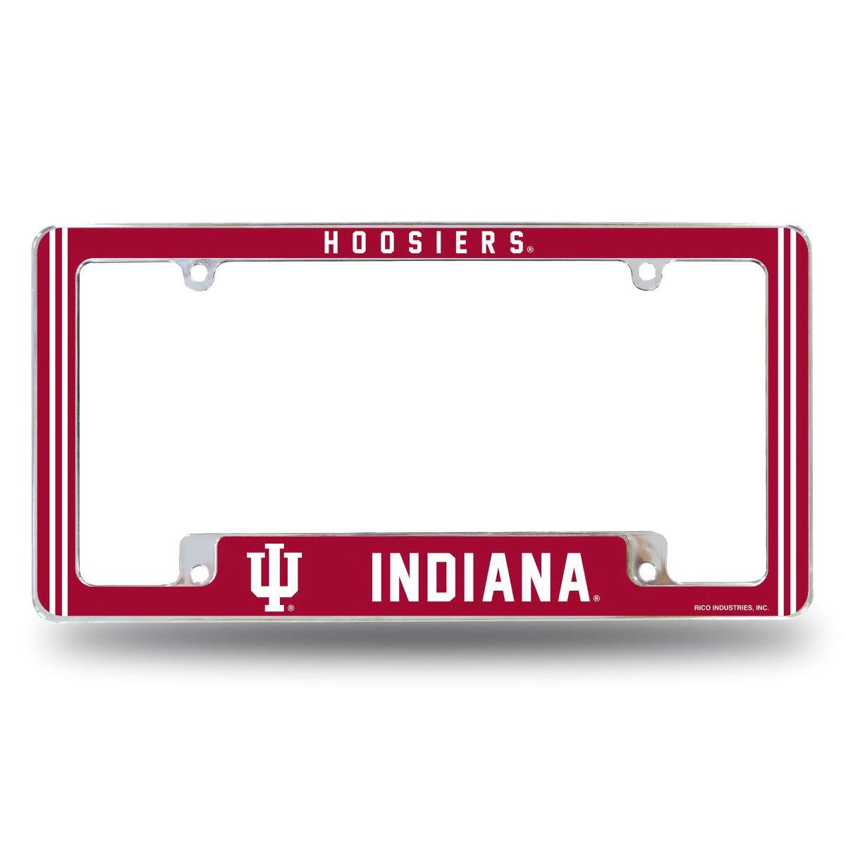 Indiana Hoosiers Chrome Metal License Plate Frame with Full Frame Team Color Graphics