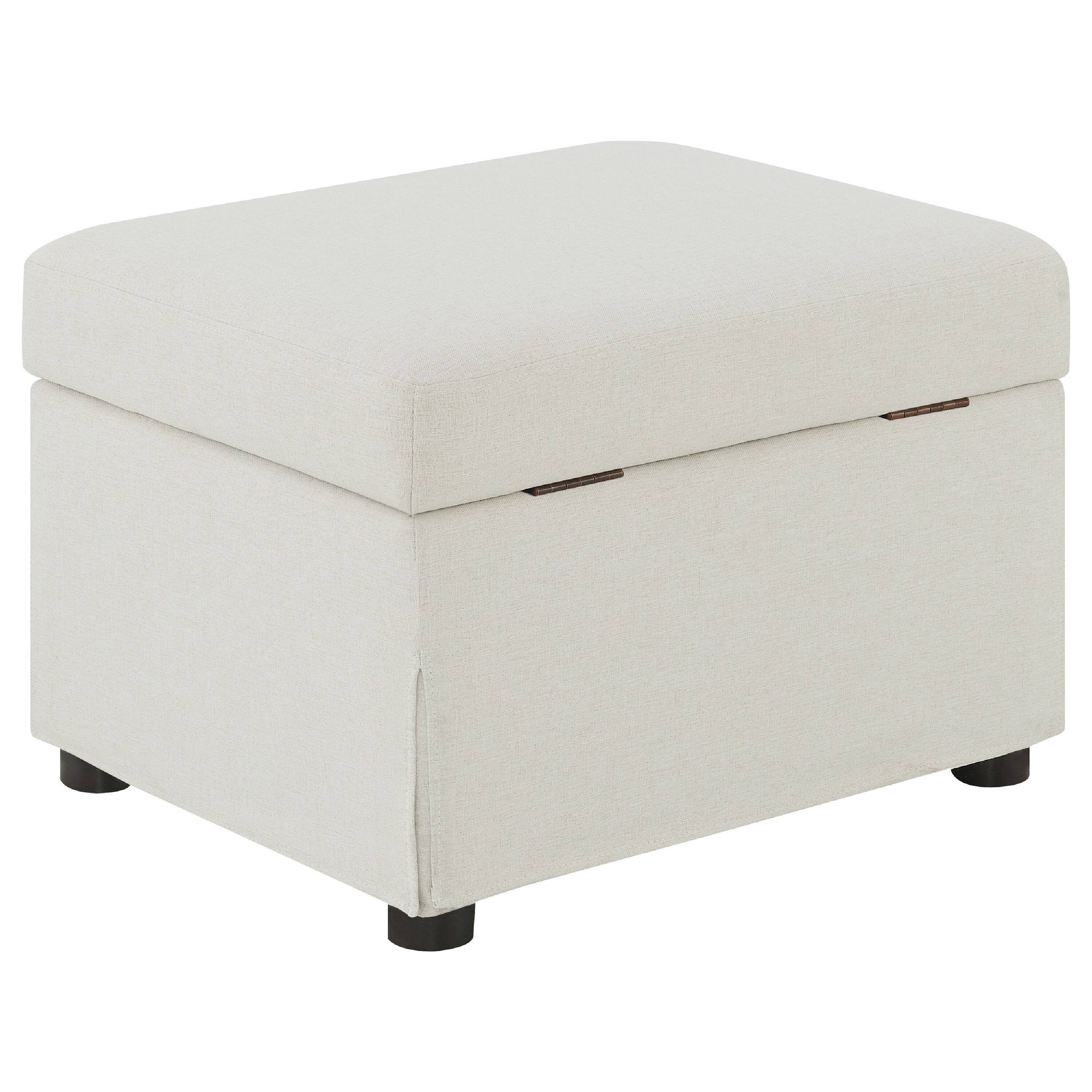 Alt View 3. Manhattan Lane - Jira Modern Storage Ottoman, Black Feet, Beige Upholstery, 24 Inch - Beige, Black.