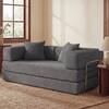 Front. Dyonery - Dyonery 65-in five-in-one folding floor sofa bed, convertible into a double bed sofa bed, with metal frame, corduroy - Grey.