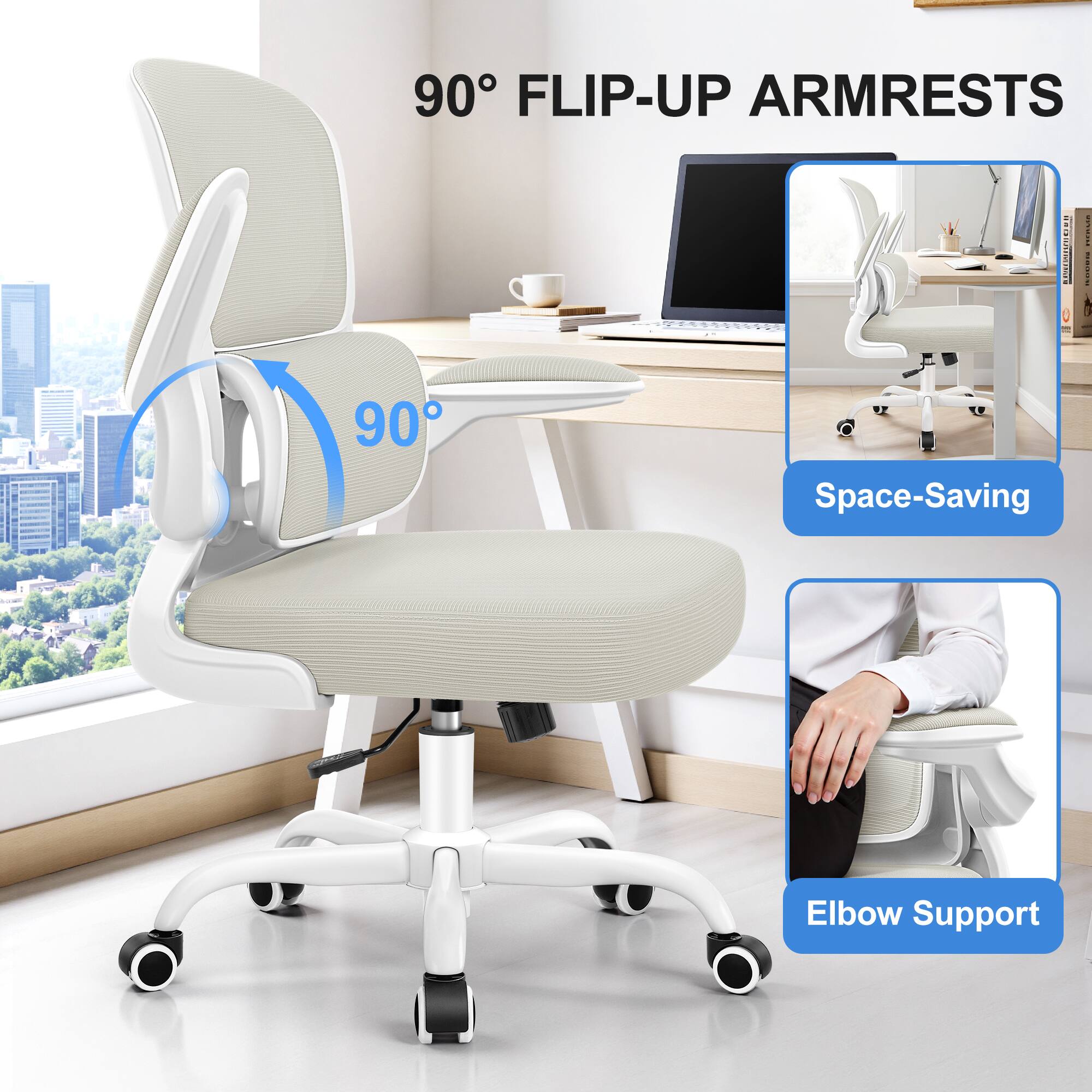 90° FLIP-UP ARMRESTS

- Space-Saving
- Elbow Support