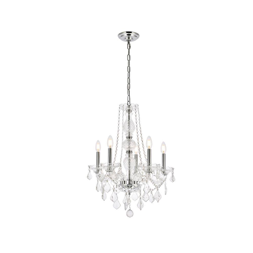 Left. Elegant Lighting - Verona 5 light Chrome Chandelier Clear Royal Cut Crystal - Chrome.