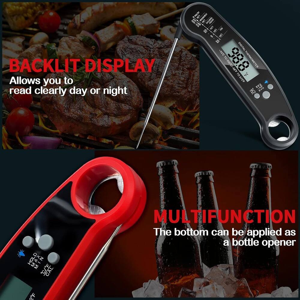 **BACKLIT DISPLAY**  
Allows you to read clearly day or night

**MULTIFUNCTION**  
The bottom can be applied as a bottle opener