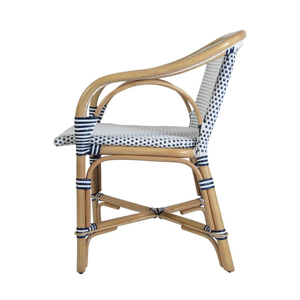 Alt View 2. Butler Specialty - Portofino 18.75 in. Seat Height Rattan Arm Chair - White And Navy.