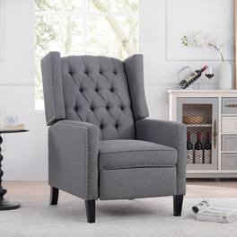 APRILSOUL - Wide Manual Wing Chair Recliner - Gray