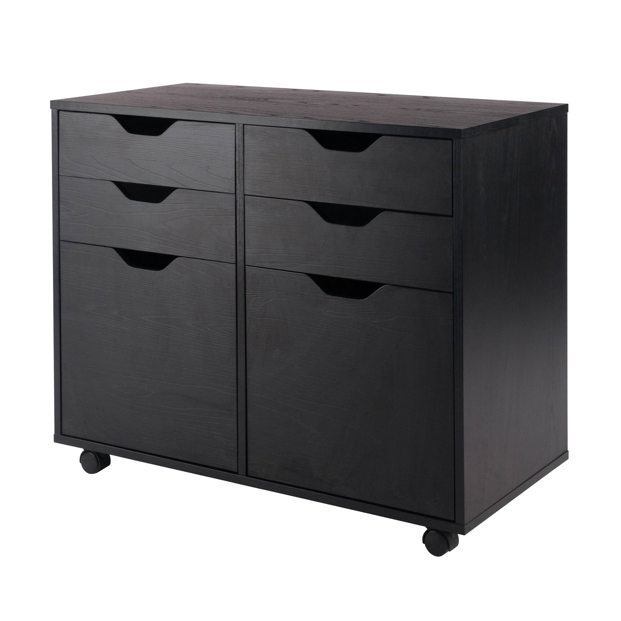 Winsome Wood - Halifax 2-Door, 4-Drawer Mobile Cabinet - Black