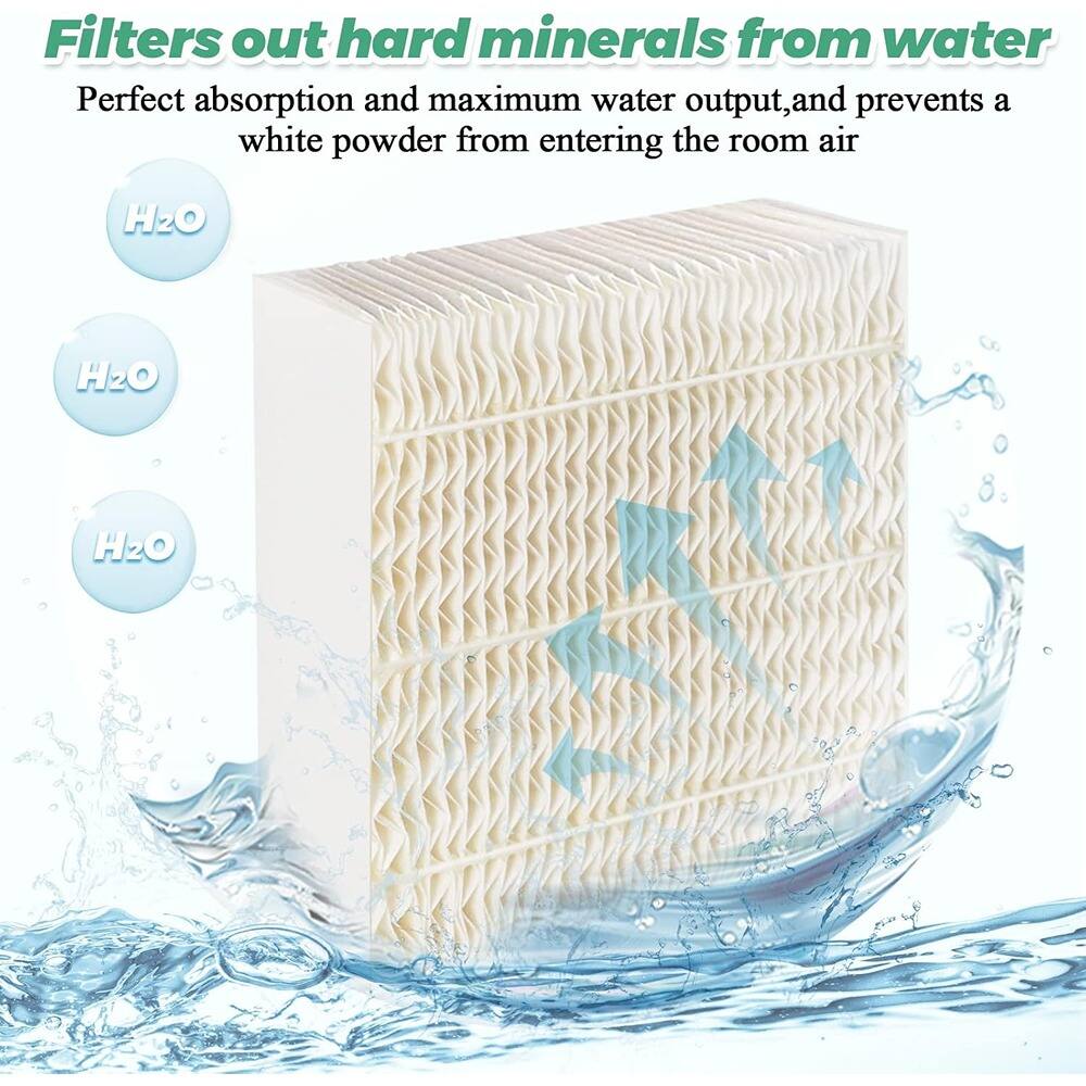 Filters out hard minerals from water

Perfect absorption and maximum water output, and prevents a white powder from entering the room air

H2O H2O H2O
