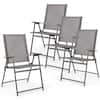 Front. Gymax - Gymax 4PCS Patio Portable Metal Folding Chairs Dining Chair Set Poolside Garden - Grey.