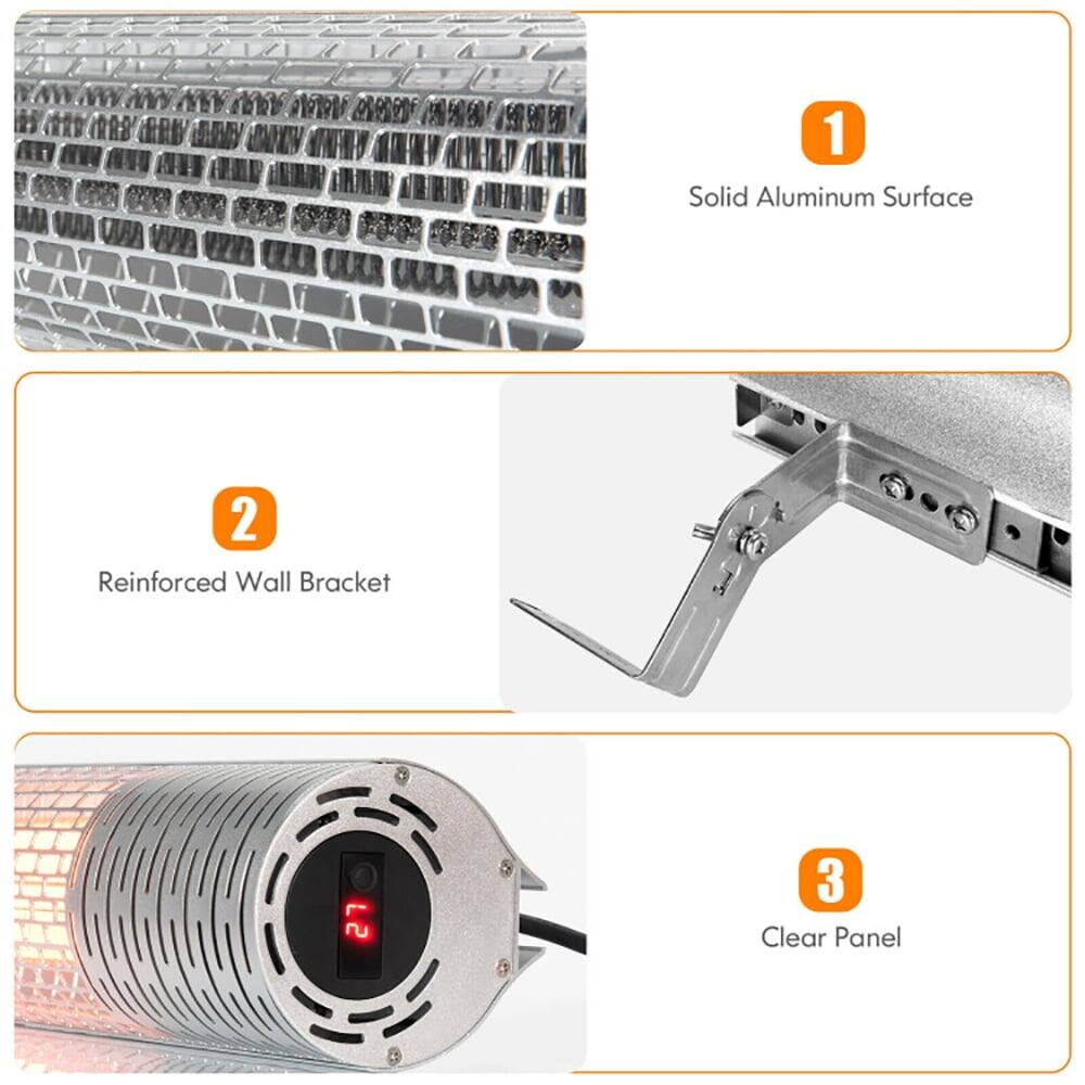 1. Solid Aluminum Surface  
2. Reinforced Wall Bracket  
3. Clear Panel