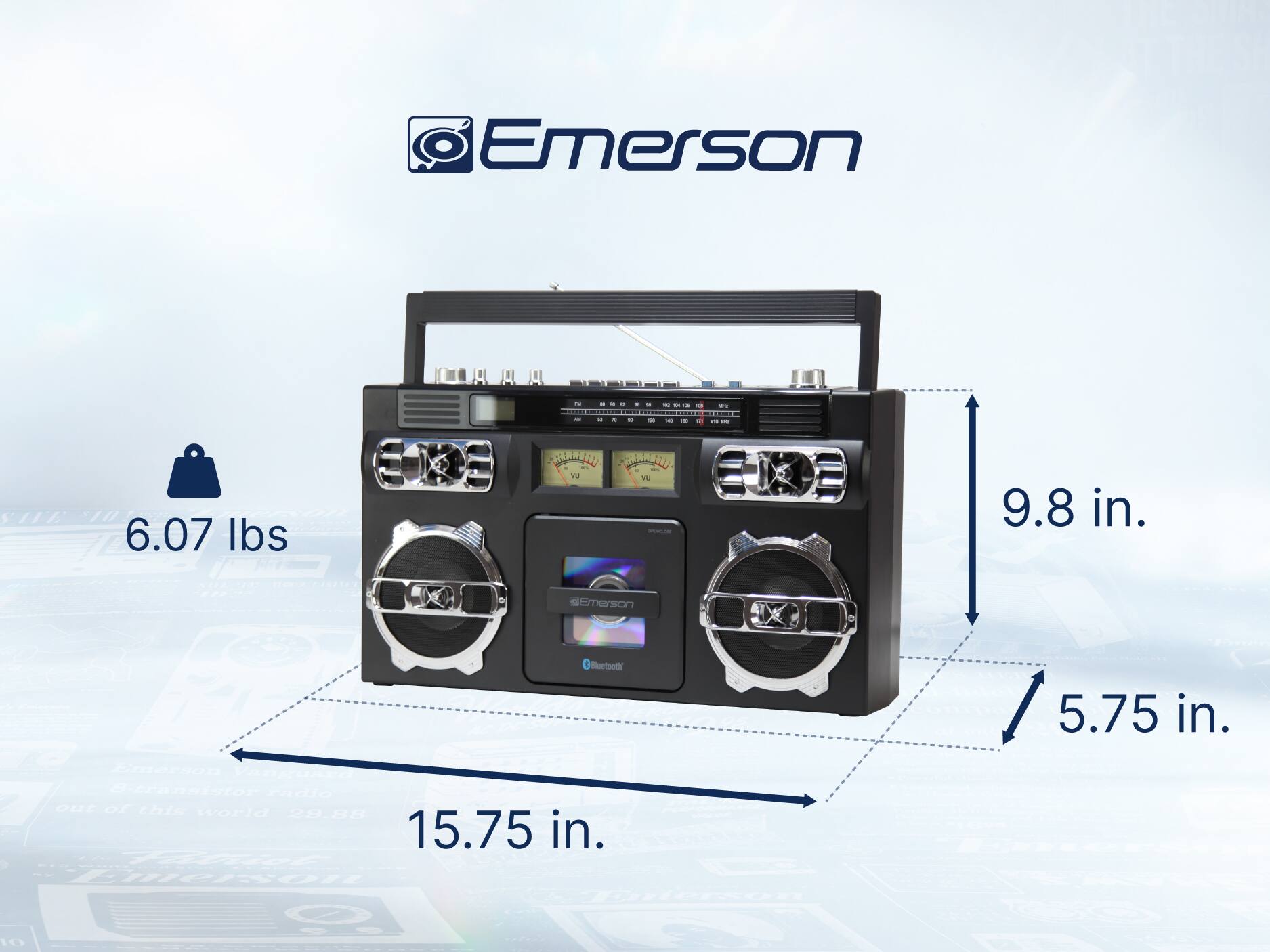 Emerson Retro Portable Bluetooth CD Player with AM/FM Radio