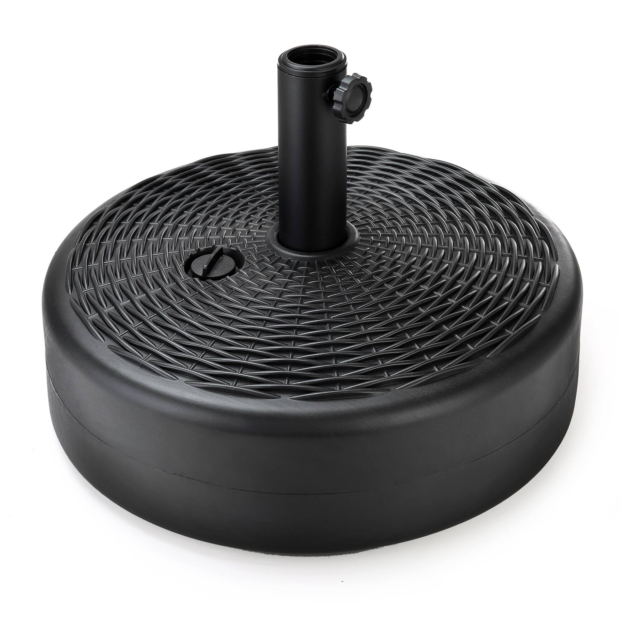 Front. Home Zone Living - HOME ZONE LIVING 40LB Round Fillable Patio Umbrella Base, 18in, Fits Poles up to 1.9in.