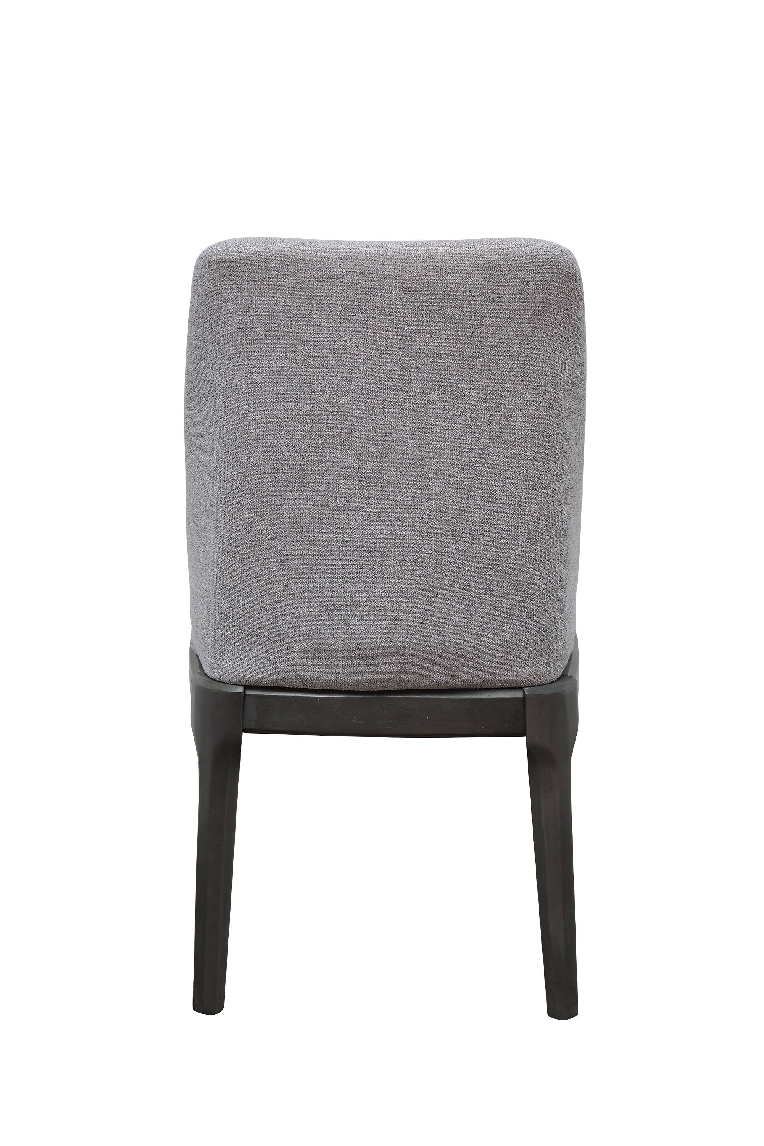 Alt View 2. Manhattan Lane - Linen Upholstered Wooden Side Chair with Curved Backrest and Block Legs, Set of 2 - Gray.