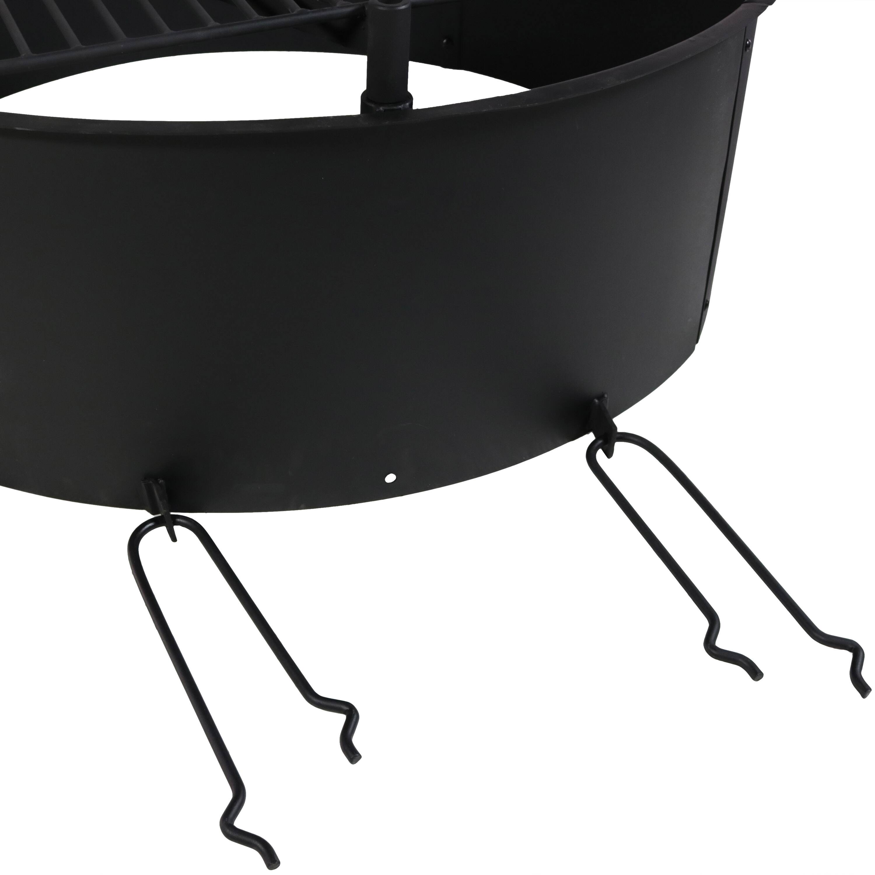 Alt View 10. Sunnydaze - 34 in Steel Fire Pit Ring with Swivel Cooking Grate/Poker - Black.