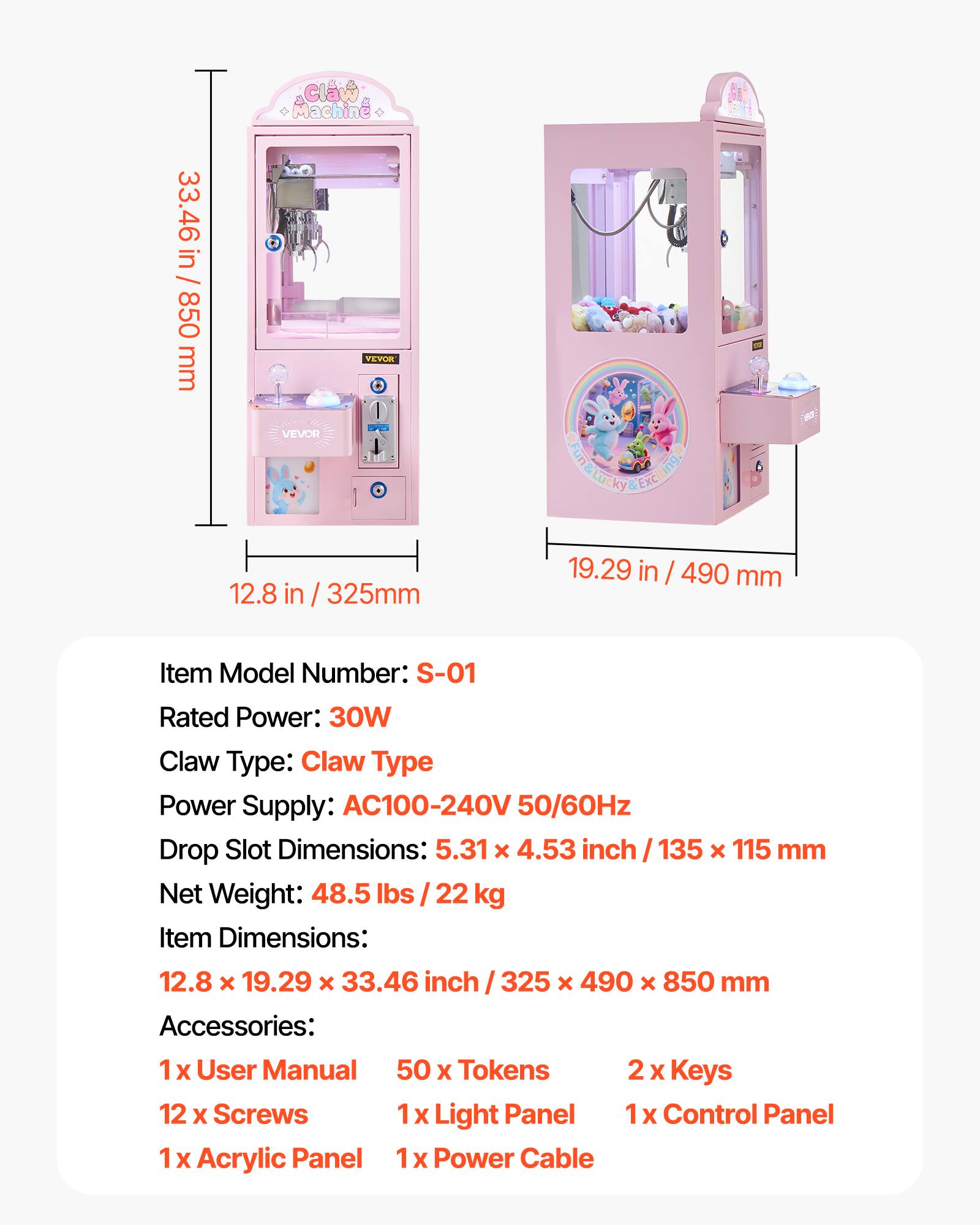 VEVOR Claw Crane Machine, Medium Sized Arcade Game Machine with