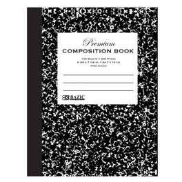 BAZIC Products - Premium Composition Book, Wide Ruled, Black Marble, 100 Sheets - 9-3/4" x 7-1/2"