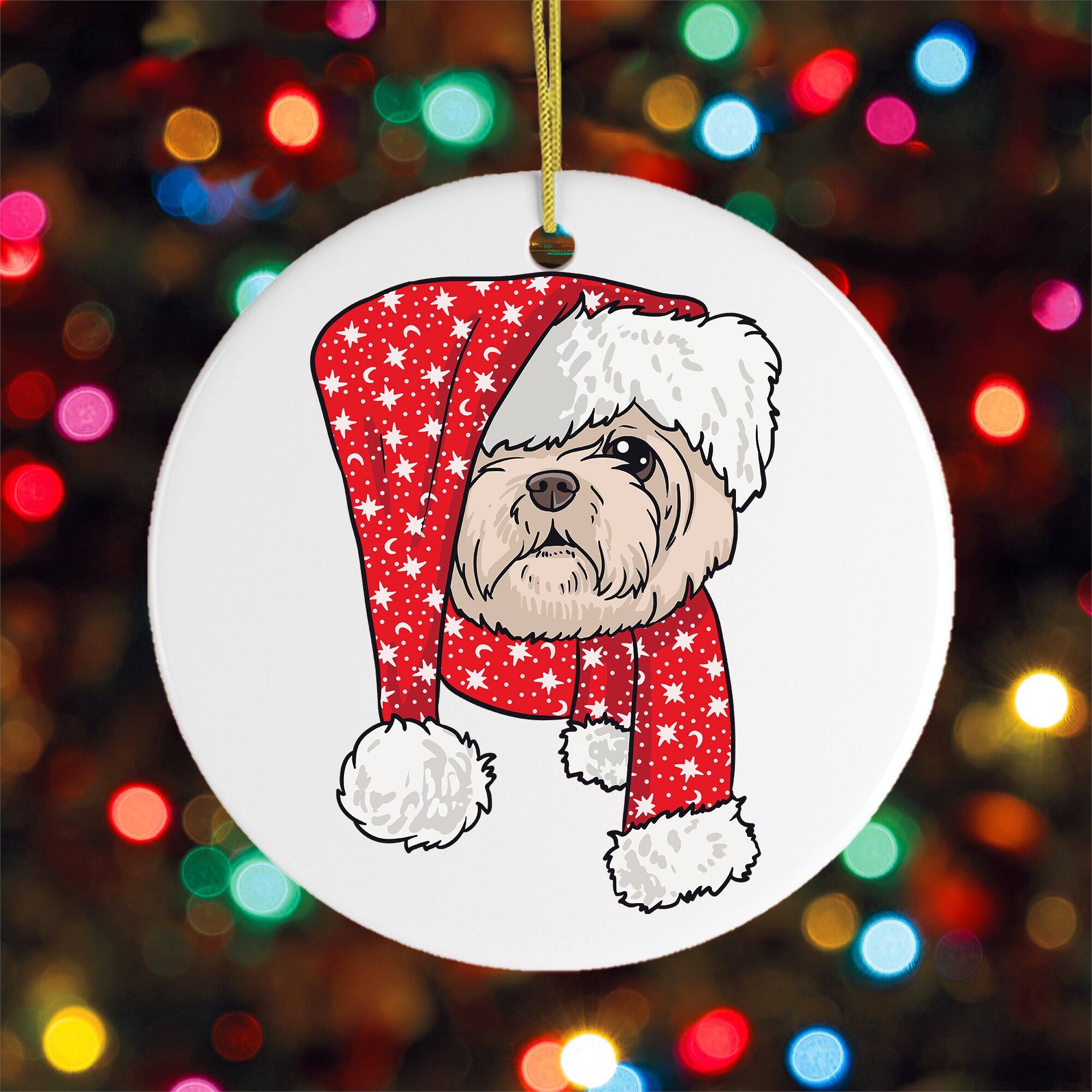Back. OrnamentallyYou - Shih Tzu Christmas Ornament - Multi-colored.