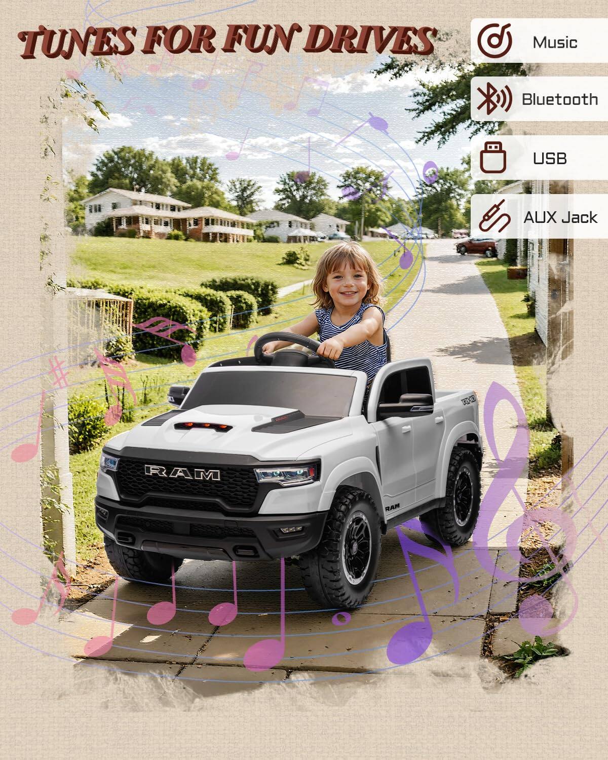 TUNES FOR FUN DRIVES

Music
Bluetooth
USB
AUX Jack

RAM