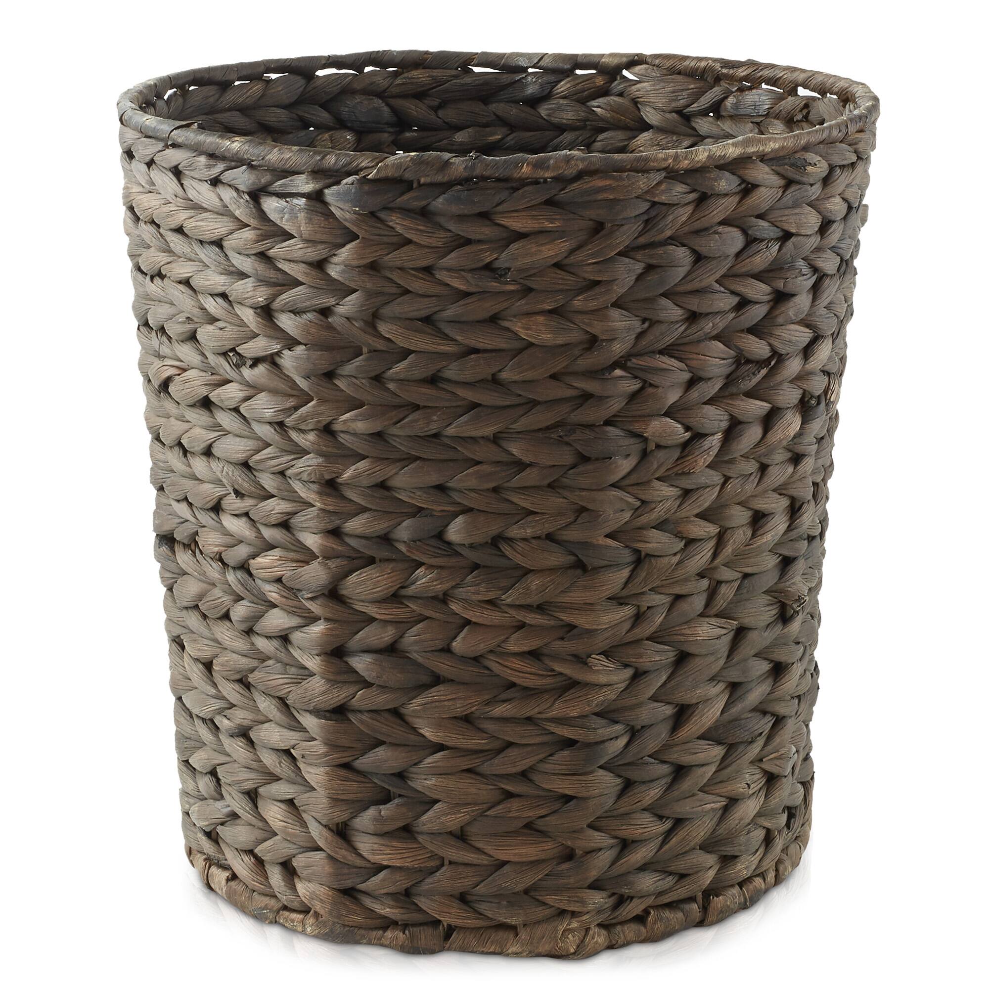Front. Casafield - Seagrass Water Hyacinth Waste Basket - Woven Trash Can - Espresso.