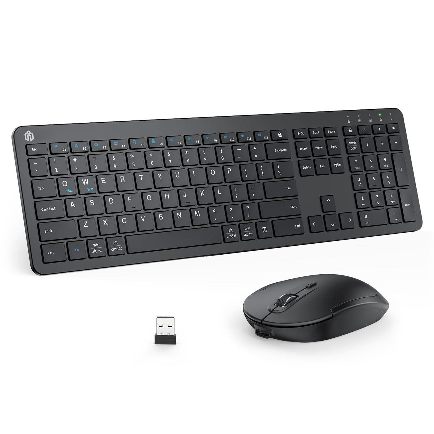 Live At Space - Wireless And Mouse Gk08 White Combo Quiet Full Size Design With Number Pad Connection For Windows Computer 【USB-C - Black