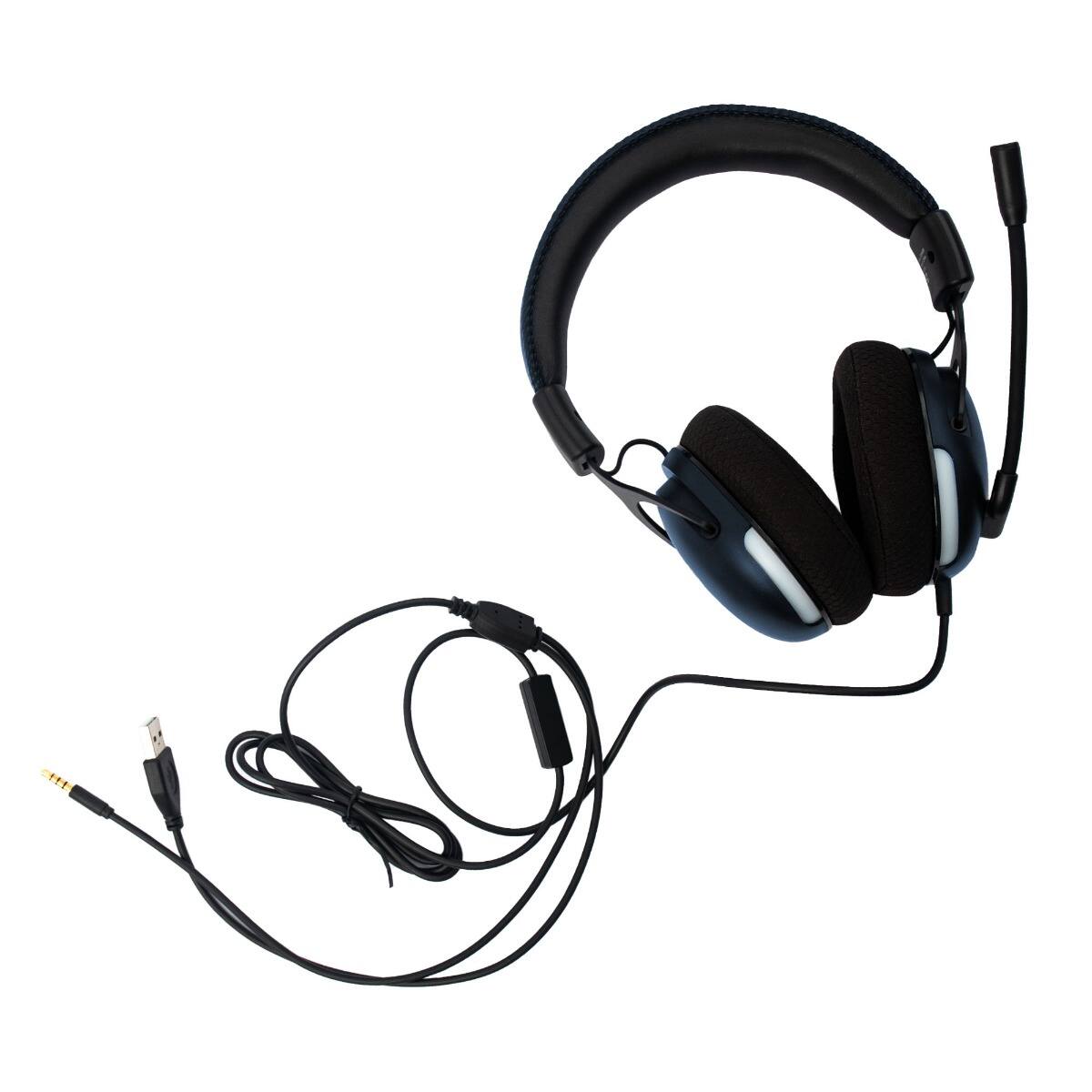 Angle. RadioShack - Gaming Headphones 3.5mm and USB-A with Microphone, 40mm Drivers, Black - Black.