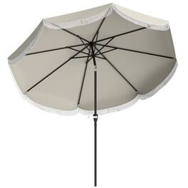 Outsunny - 9FT Patio Umbrella, UPF 30+ Outdoor Market Umbrella with Crank, 8 Ribs, Push Button Tilt, Vented Patio Table Umbrella - Light Gray