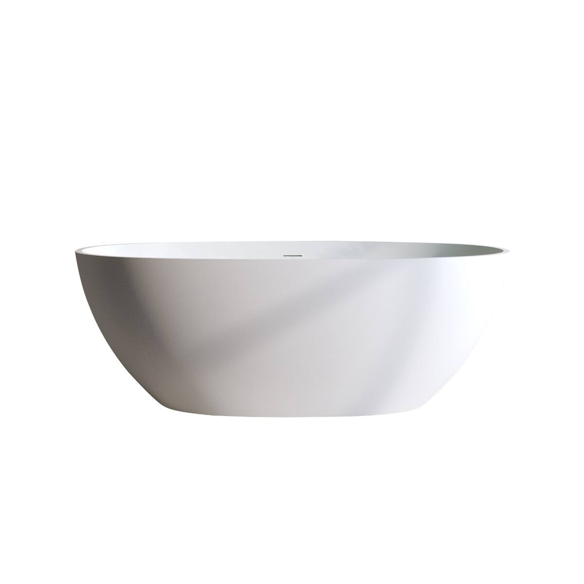 Alt View 4. Loheer - Loheer Solid Surface Freestanding Bathtub, Matte White Oval Stone Resin Soaking Tub with Overflow and Pop Up Drain - Matte White.