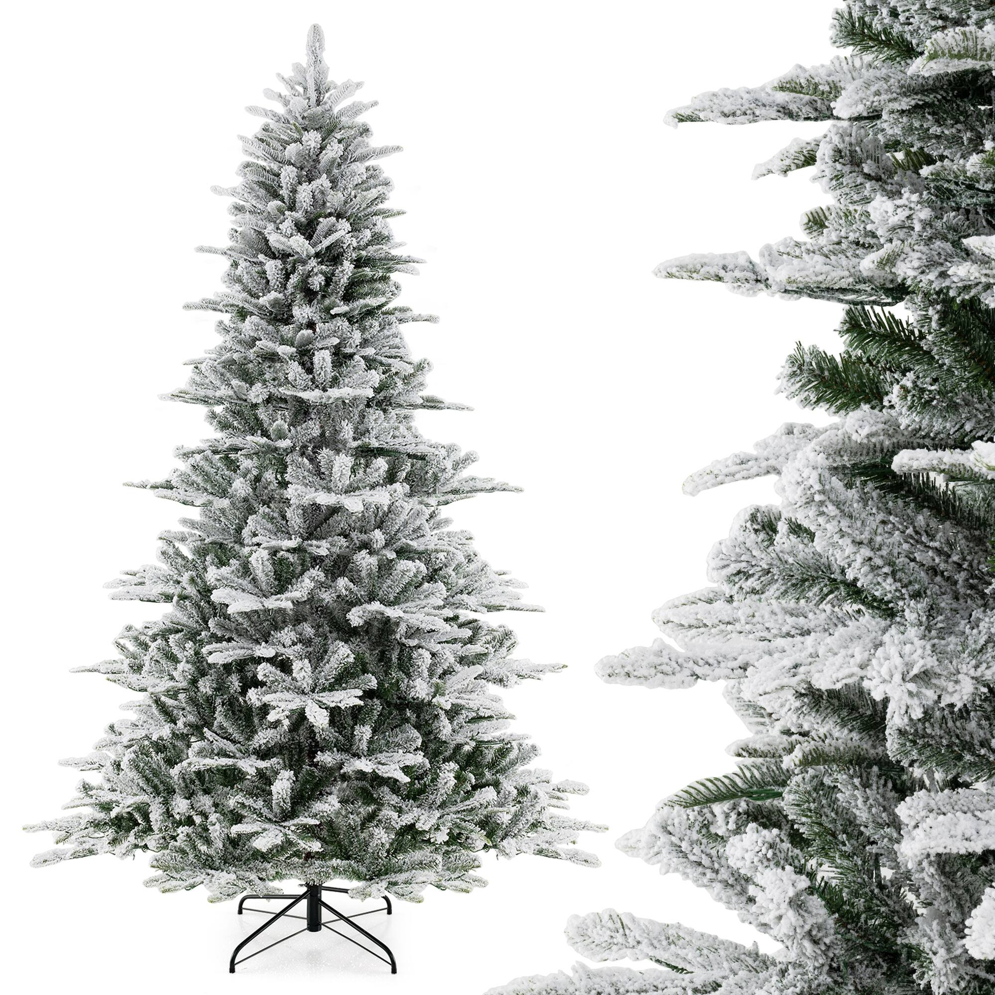 Alt View 9. Costway - Costway 8 FT Snow Flocked Artificial Christmas Tree with 1447 PVC & PE Tips 800 LED Lights - Green,White.