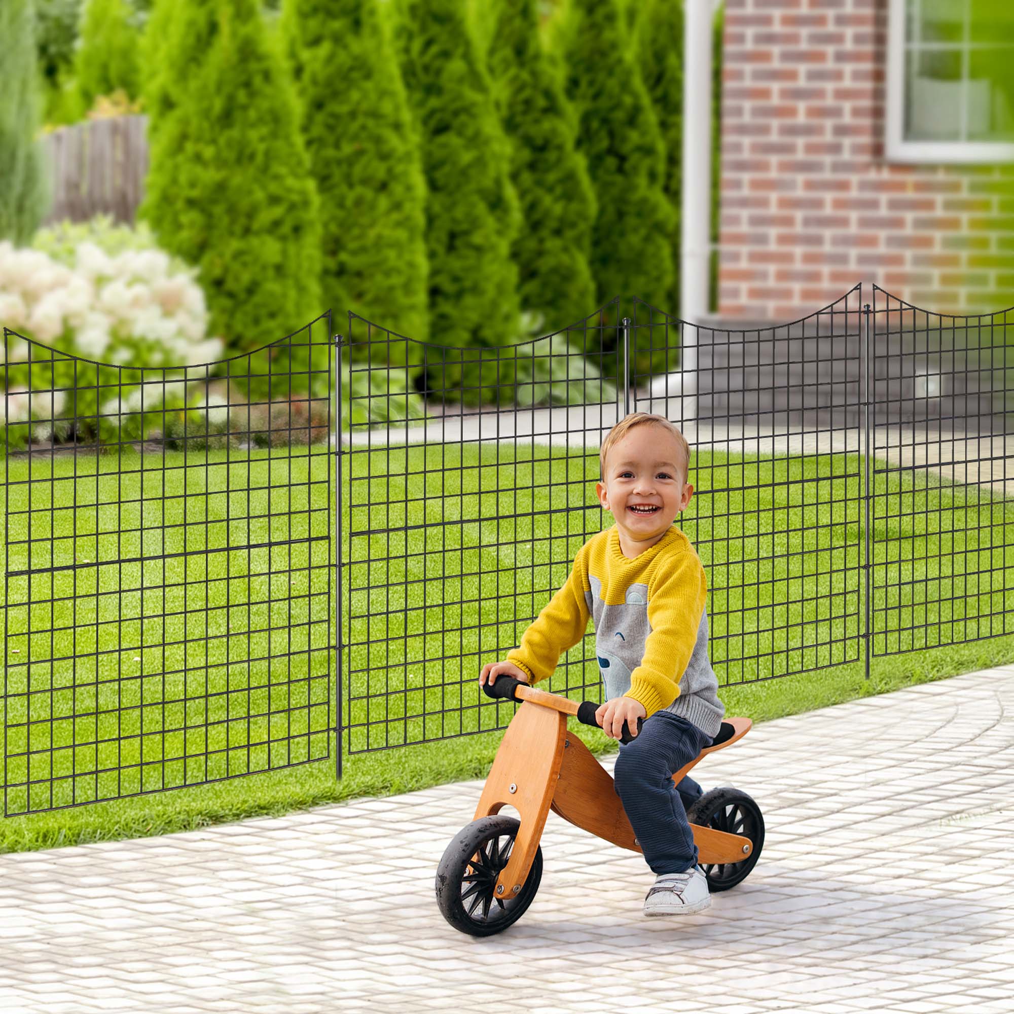 Alt View 1. Costway - Costway 39" Tall Outdoor Animal Barrier Decorative Garden Fence with 5 Panels & 5 Stakes - Black.